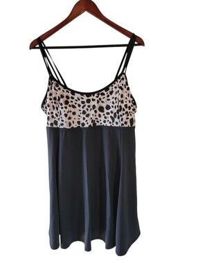 NEW Deep Blue One Piece Tank Swimsuit Sz 22W Black Animal Print Resort Vacation